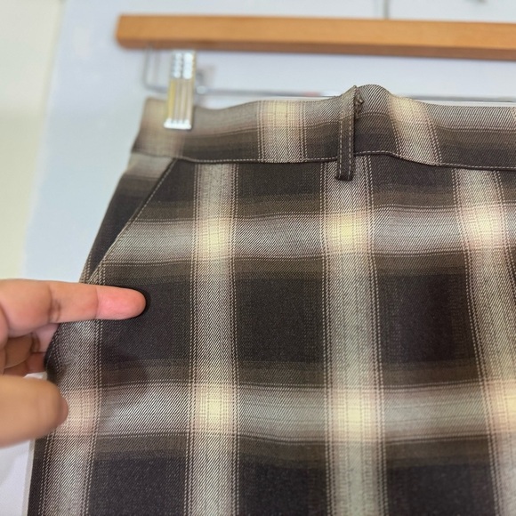 New BP. Plaid Mix Wide Legs Pants in Brown Ombré Plaid Combo - Picture 6 of 14